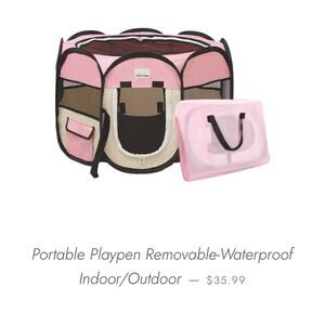 New Expawlorer Portable Pet Pen Pink With Bag